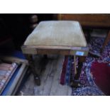 Oak twist stemmed padded stool seat,