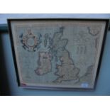 Framed print of a map of the British Isles