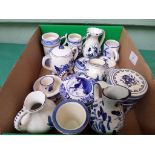 Miniature Delft ware incl. lidded dressing table pots, miniature tankards, jugs etc.