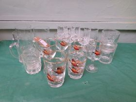 Sel. of Cock Pheasant and other drinking glasses