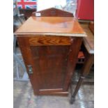 Stained pine shelved bedside cabinet