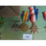 Trio of 1914-1918 war medals, one ribbon missing ex. Sergeant G.D. Clarke Number 1226