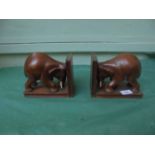 Pair of carved elephant bookends