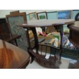 Mahogany side table with magazine storage rack under