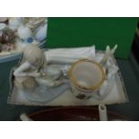 Nao figure of 3 Geese, 24 carat gold white porcelain ground pot decorated classical figures,