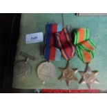 4 WW II medals incl. The Burma Star and the 1939-1945 Star, no ribbon to war medal