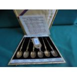 Cased set of 6 individual hallmarked anointing spoons celebrating the Coronation of King George VI