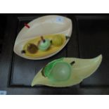 4 pieces of Carltonware incl. jug, leaf shaped and 2 cpt. display plates, 3 piece cruet etc.