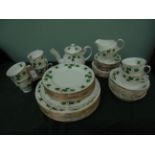 Colclough ivy patterned white ground bone china tea and dinner service including pot (53 pieces)