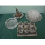 Box of unused set of 6 spirit tots, mixed glass,