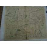 Map - Hand coloured & folded on linen (67 x 54cm) by G & J Cary Wiltshire,