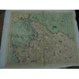 Map - Hand coloured & folded on linen (67 x 54cm) by G & J Cary North Yorkshire/Durham (October