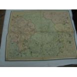 Map - Hand coloured & folded on linen (67 x 54cm) by G & J Cary Parts of Cambridgeshire/Huntingdon