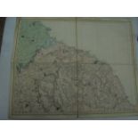 Map - Hand coloured & folded on linen (67 x 54cm) by G & J Cary North Yorkshire, Helmsley,