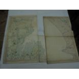 Map - Hand coloured & folded on linen (67 x 54cm) by G & J Cary 2 incomplete sheets of a) Morecombe