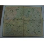 Map - Hand coloured & folded on linen (67 x 54cm) by G & J Cary Worcestershire/Warwickshire