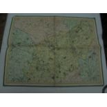 Map - Hand coloured & folded on linen (67 x 54cm) by G & J Cary Northamptonshire and parts adjacent