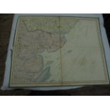 Map - Hand coloured & folded on linen (67 x 54cm) by G & J Cary Parts of Essex/Suffolk, The Coast,