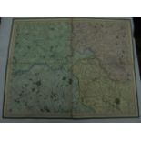 Map - Hand coloured & folded on linen (67 x 54cm) by G & J CaryParts of Yorkshire,