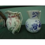 Blue and white chamber jug and another