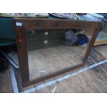 Large oak framed rectangular mirror