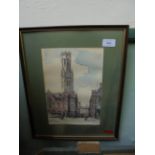 3 framed coloured prints each of of scenes of Bruges each in matching frames