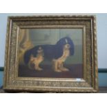 Large copy oil of a King Charles Spaniel signed R.