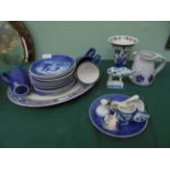 Selection of blue ground Royal Copenhagen Christmas plates (10), blue and white meat plate,