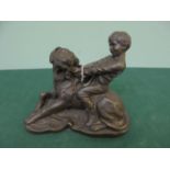 Heredities "Best of Friends" model of a child seated on a Labrador dog 'Tommy and Jess'