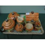 Beswick cottage ware set of 7 pieces incl. teapot, cake and cheese dishes, lidded jam pots etc.