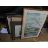 2 framed hunting prints,
