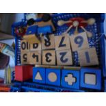 Box of wooden toys,