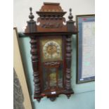 Mahogany rectangular cased wallclock with rearing horse mount to top,