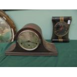 Steel faced oak cased mantel clock and an Art Deco 'Northern' mantel clock,