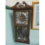 Modern rectangular cased "President" wall clock with steel dial and brass pendulum