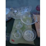 Selection of glass including a very heavy cut glass oval fruit bowl,