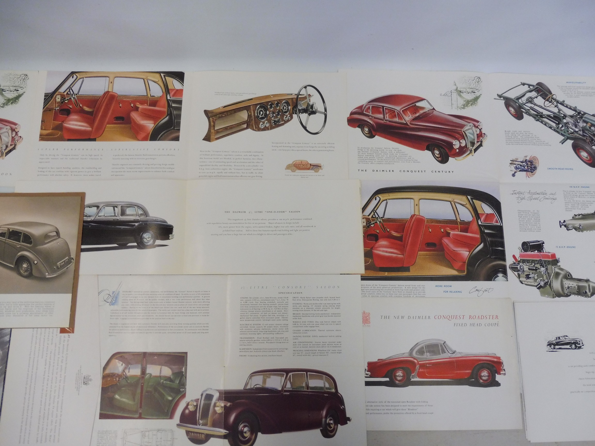 A selection of Damiler sales brochures, circa 1946-1967 including the 2 1/2 litre, the 3 1/2 litre