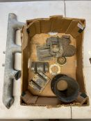 A Bullnose Morris carburettor, various bronze items, a four branch manifold etc.