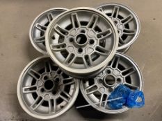 A set of five Ford 5 1/2 J x 13" alloy wheels to suit a Capri 3-litre Ghia V6.