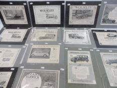 A selection of period advertisements relating to various pre-war marques including Wolseley,