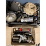 An autojumbler's lot of various parts including a pre-war aluminium water pump drive etc.