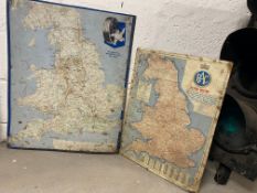 A Michelin reproduction tin map no. 930 plus an RAC celluloid map sign.