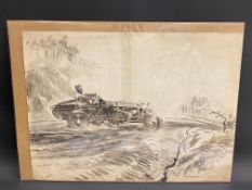 Gordon Horner - an original artwork depicting a single seater American sprint car at believed to