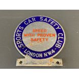 A Sports Car Safety Club enamel badge, by Spencer of London.