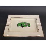 An unusual Sandland ware of Staffordshire rectangular pottery ashtray with an image of a Rover Car