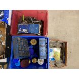 Three boxes of assorted nuts, bolts, washers, springs etc.