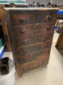 A Victorian chest of six graduated drawers containing an assortment of workshop accessories and