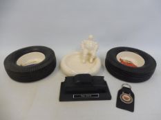 Two rarely seen ceramic and rubber tyre ashtrays advertising the Ford Zodiac and the Zephyr, plus