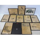 Eleven framed and glazed Bentley advertisements and prints plus to picture card books, one for