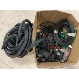 A box of mostly n.o.s. rubber door seals, rubber grommits etc, a box of lamps, sealed beam including